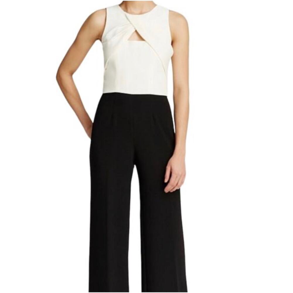 Trina Turk Jumpsuit Womens 6 NWT Black White Wide Leg Cocktail Wedding Guest